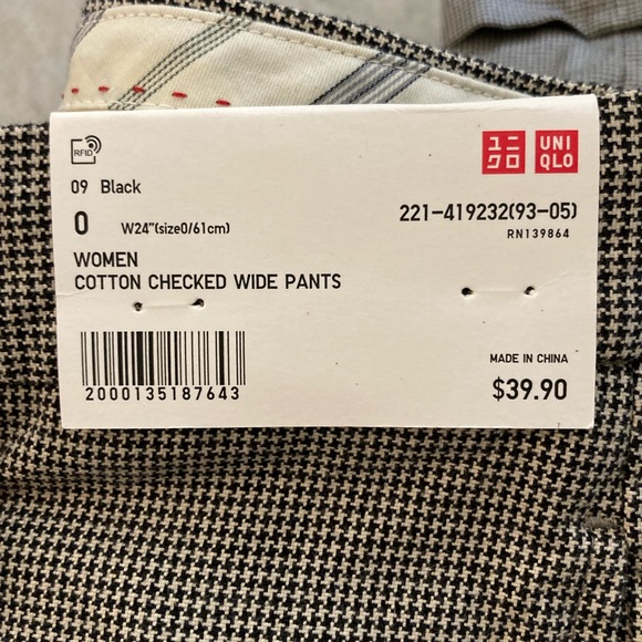 ines de la fressange uniqlo checked houndstooth wide leg pants slacks size 0 - Picture 2 of 4